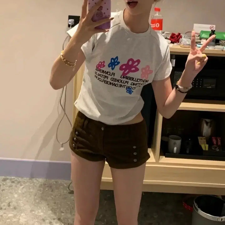 [BUNJANG] Y2K Brown Chocolate Short Pants / 라떼갸루 반바지 숏팬츠 퍼 단추 브라운 초코 y2k