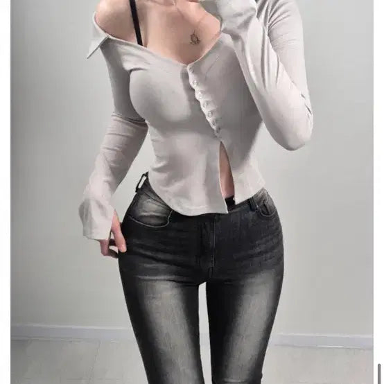 [BUNJANG] XERIF One Shoulder Shirt Top / XERIF 세리프 원숄더 셔츠탑 / 지그재그 에이블리 클라우드이모션