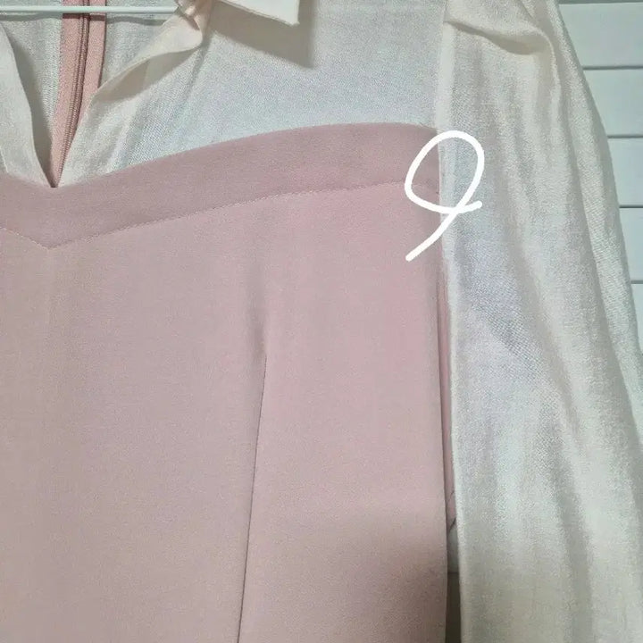 [BUNJANG] Attrangs Celina Color Block Mermaid Dress / (아뜨랑스) 셀리나 셔츠 배색 머메이드 원피스(핑크베이지, M)