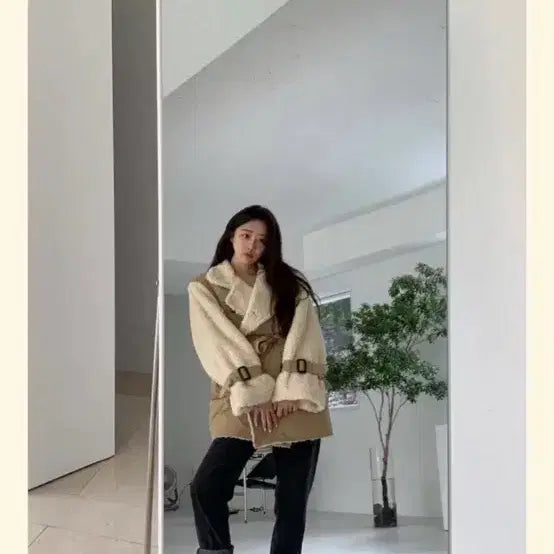 [BUNJANG] Bluemine Sherpa Safari Padded Coat / 가격인하 블루민 양털 뽀글이 사파리 패딩 코트