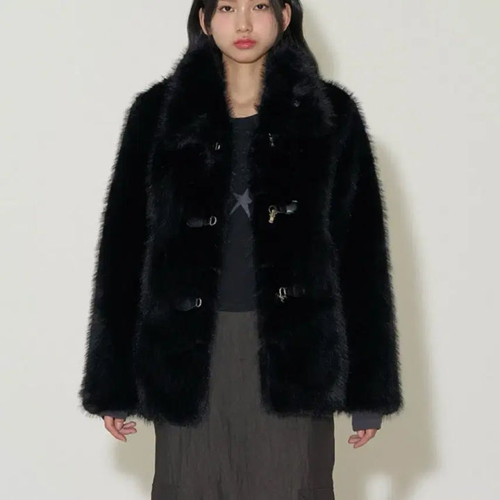 [BUNJANG] Illit Toggle Buckle Shearling Fur Jacket Coat / 일리고 토글 버클 시어링 퍼 자켓 코트