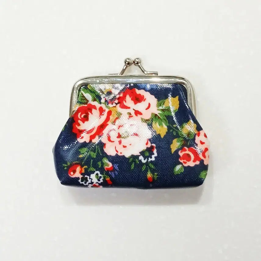 [BUNJANG] Navy Floral Snap Cosmetic Pouch Set / [2개 세트] 새제품 네이비 플라워 똑딱이 파우치 화장품 여행용_0098