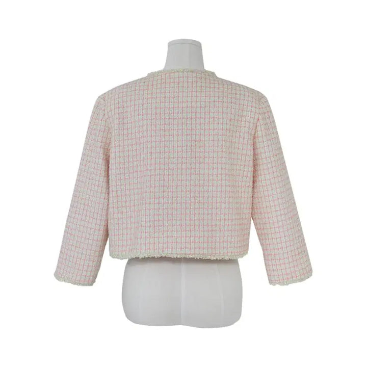 [BUNJANG] Freckle Candy Tweed Crop Jacket / [택O미시착새상품] 프레클 캔디 트위드 크롭 자켓 freckle 핑크