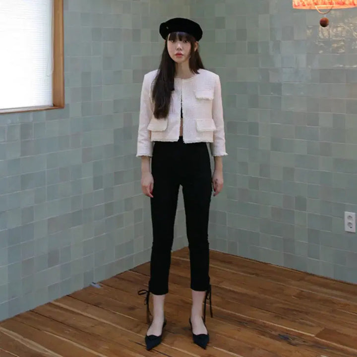 [BUNJANG] Freckle Candy Tweed Crop Jacket / [택O미시착새상품] 프레클 캔디 트위드 크롭 자켓 freckle 핑크