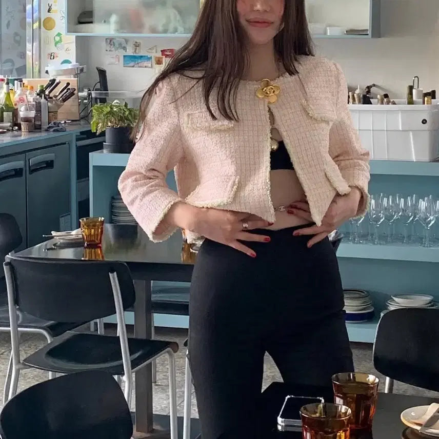 [BUNJANG] Freckle Candy Tweed Crop Jacket / [택O미시착새상품] 프레클 캔디 트위드 크롭 자켓 freckle 핑크