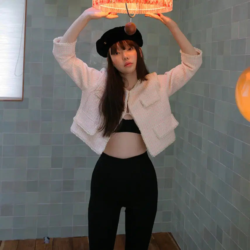 [BUNJANG] Freckle Candy Tweed Crop Jacket / [택O미시착새상품] 프레클 캔디 트위드 크롭 자켓 freckle 핑크