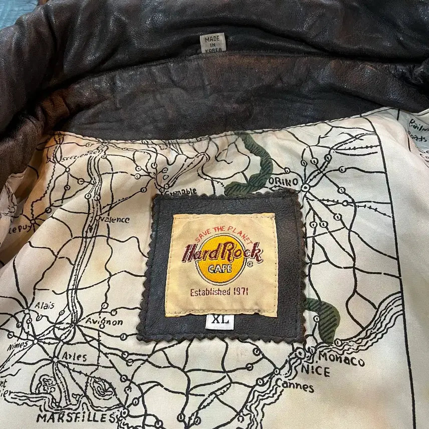 [BUNJANG] Hard Rock Cafe Seoul A2 Flight Jacket / 90s 하드락카페 서울 가죽 A2 플라이트 자켓 Made in Korea