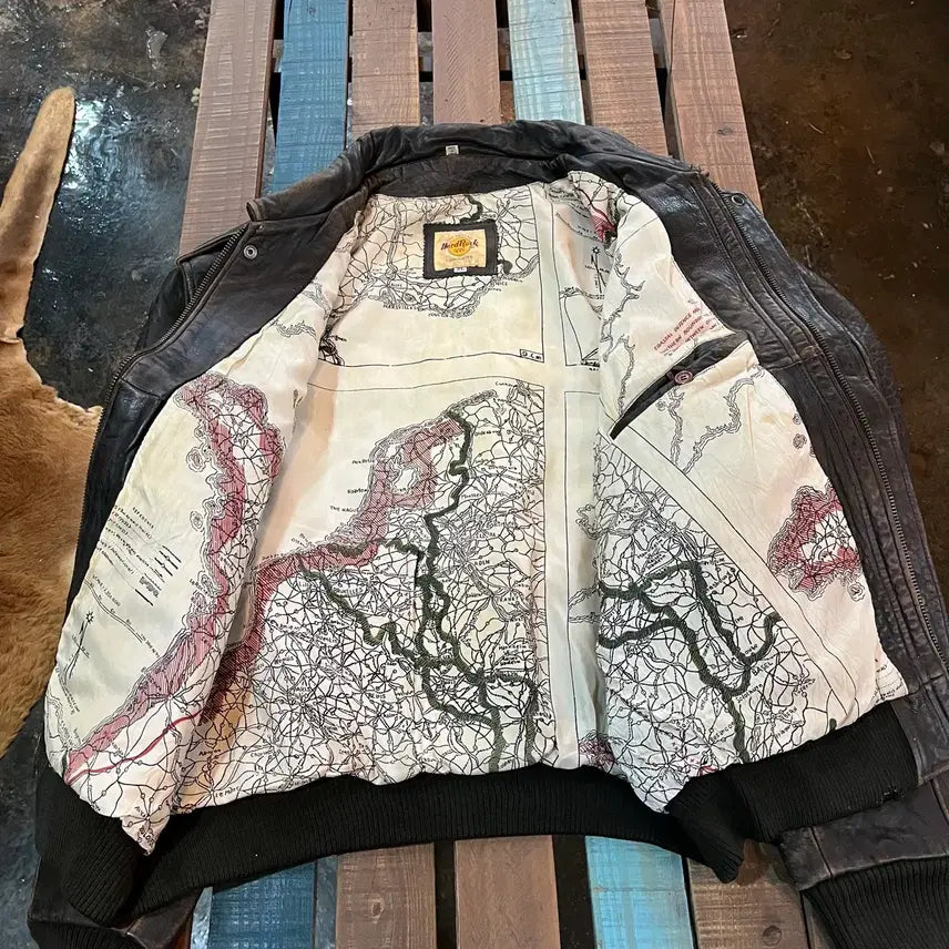 [BUNJANG] Hard Rock Cafe Seoul A2 Flight Jacket / 90s 하드락카페 서울 가죽 A2 플라이트 자켓 Made in Korea