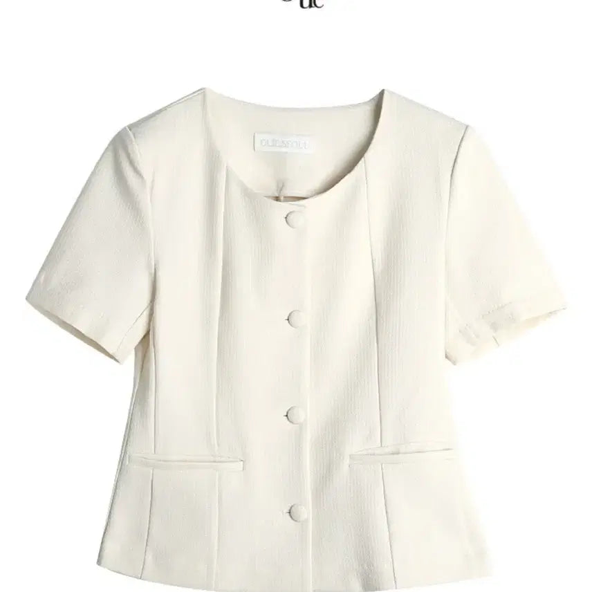 [BUNJANG] Woohee Summer Tweed Scoop Neck Jacket Cream Ivory / 우이 썸머 트위드 스쿱넥 자켓 크림아이보리