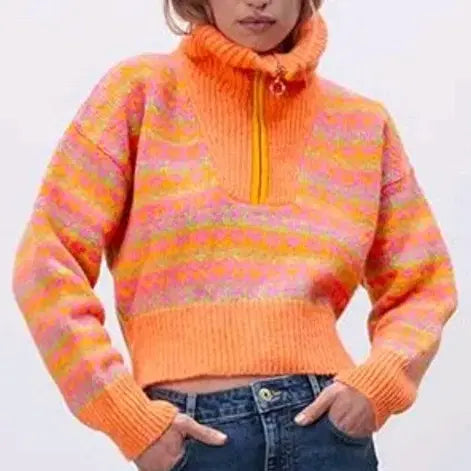 [BUNJANG] Zara Cropped Half-Zip Knit Sweater / 자라 크롭 반집업 니트