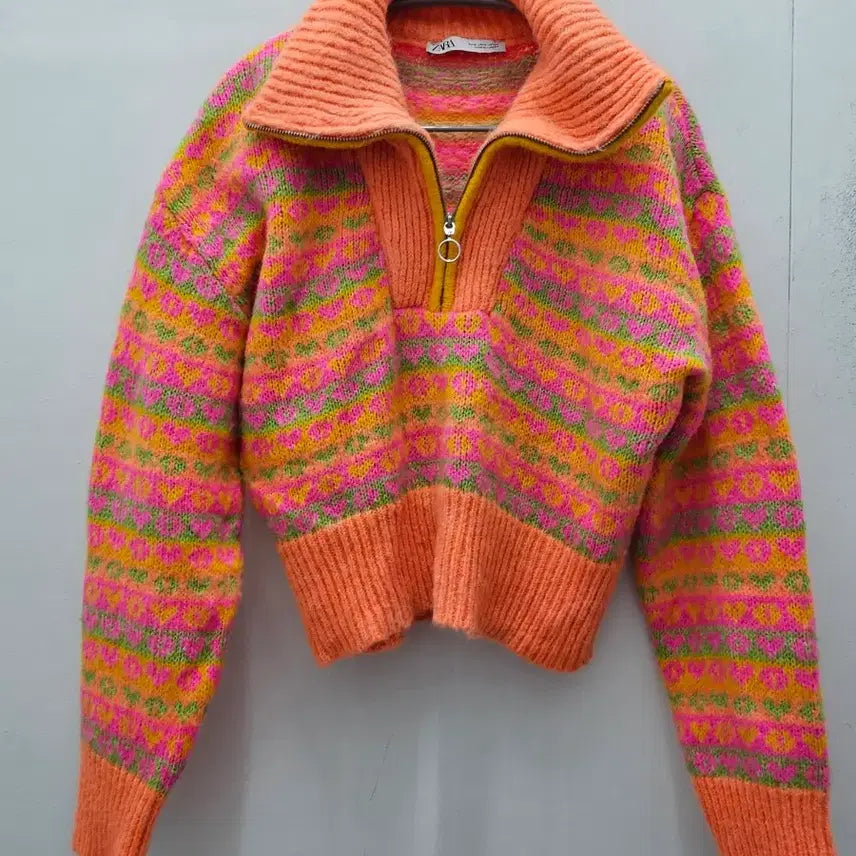 [BUNJANG] Zara Cropped Half-Zip Knit Sweater / 자라 크롭 반집업 니트