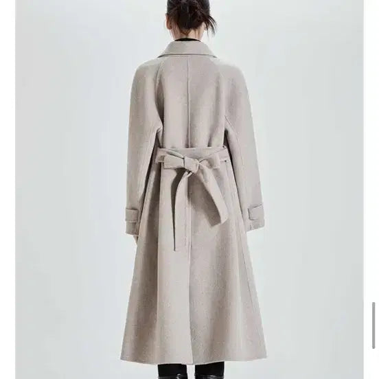 [BUNJANG] MIXXO Ivory Belted Long Coat / 거의 새거 실착1회)미쏘 핸드메이드 벨티드 롱 코트 울70% 아이보리