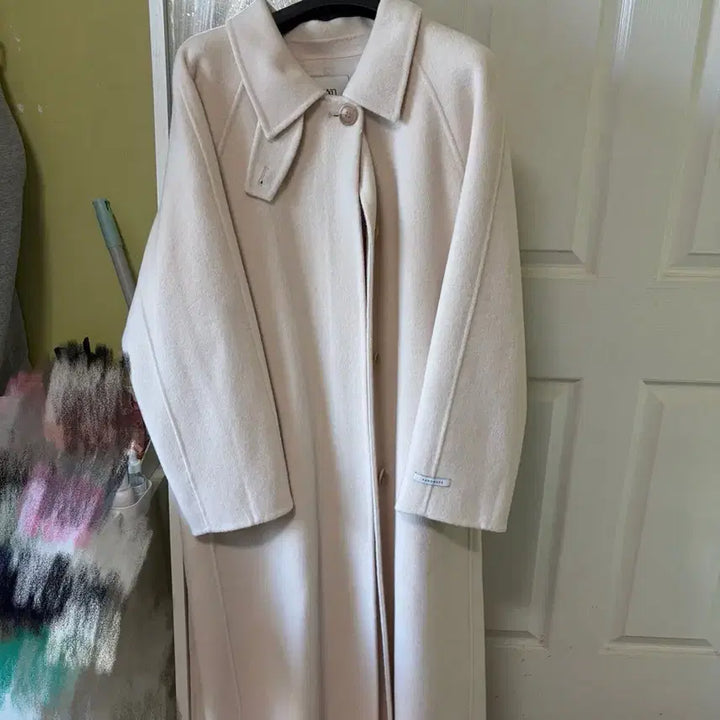 [BUNJANG] MIXXO Ivory Belted Long Coat / 거의 새거 실착1회)미쏘 핸드메이드 벨티드 롱 코트 울70% 아이보리