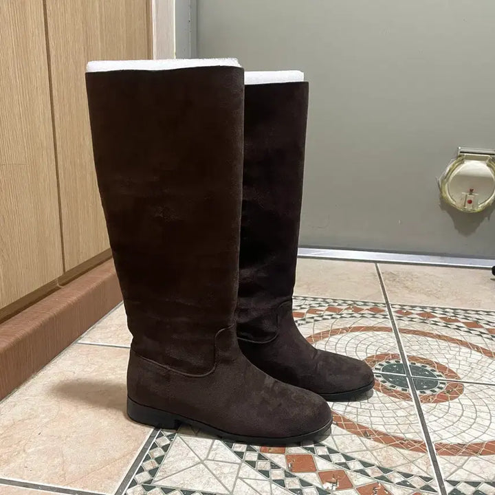 [BUNJANG] Suede Long Boots 225 / 스웨이드 롱부츠 브라운 225