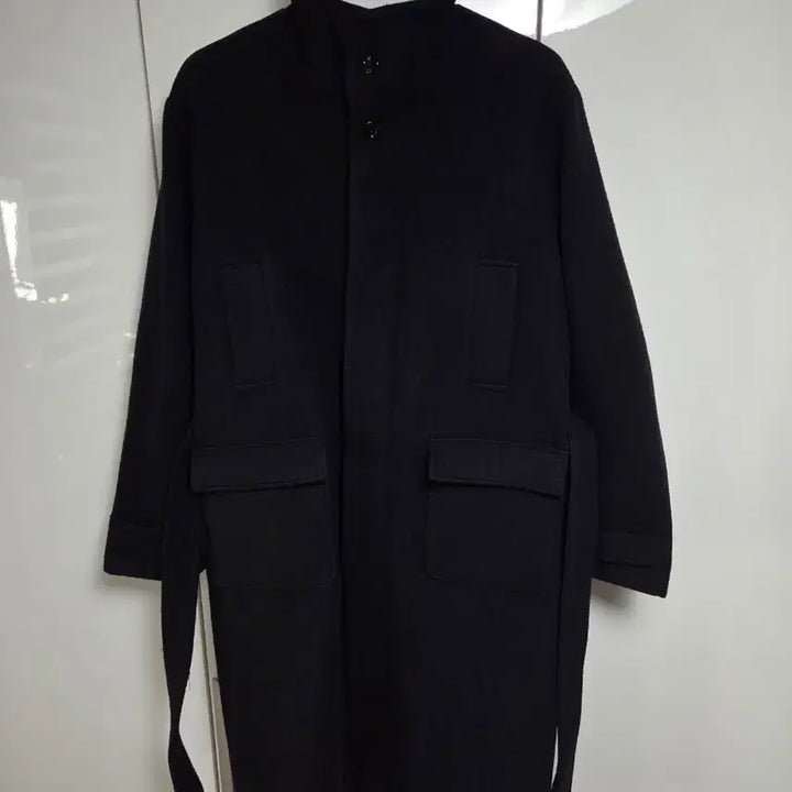 [BUNJANG] Label Archive 25FW Black High Neck Robe Coat / 라벨아카이브 25FW 블랙 하이넥 로브 코트