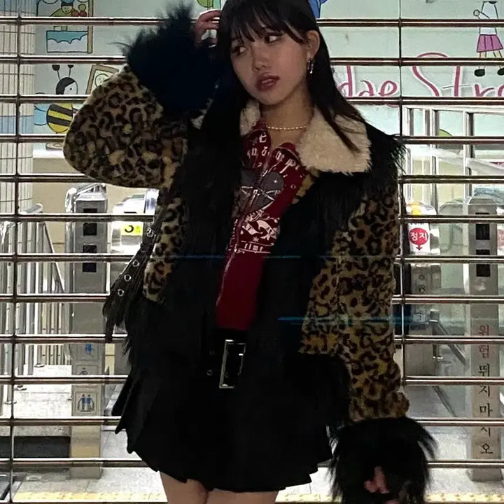 [BUNJANG] Leopard Fur Coat / 레오파드 퍼 코트