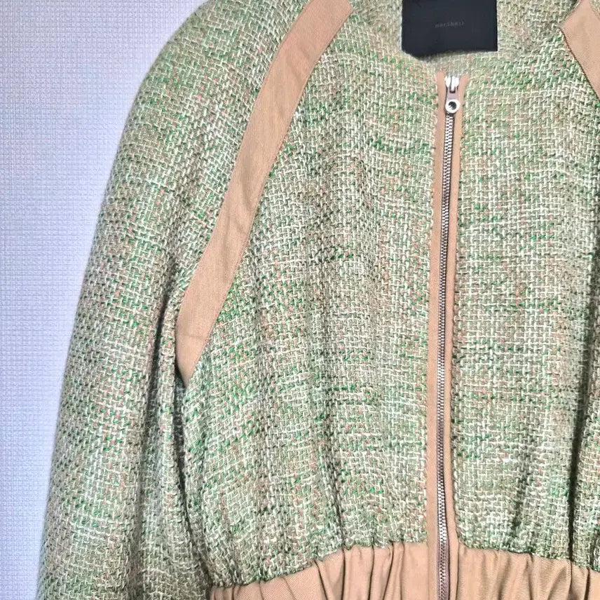 [BUNJANG] Hershe Tweed Short Jacket Green S / 1회 착용) 허앤쉬 hershe  트위드 숏 자켓 그린 s