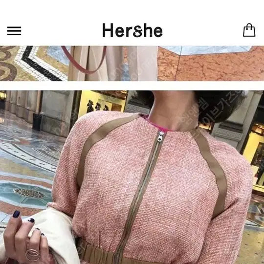 [BUNJANG] Hershe Tweed Short Jacket Green S / 1회 착용) 허앤쉬 hershe  트위드 숏 자켓 그린 s