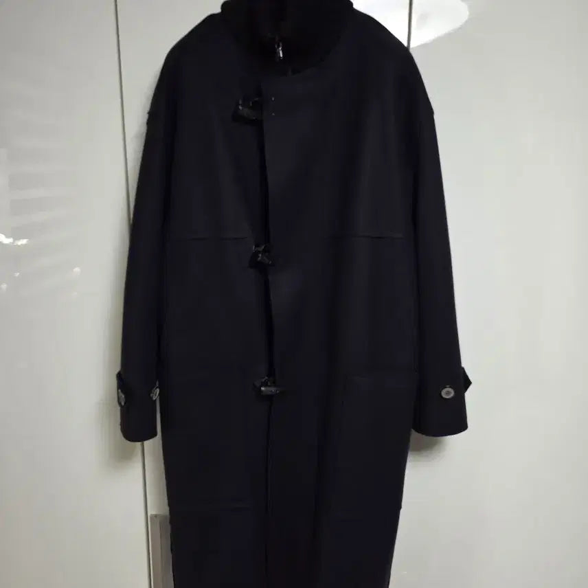 [BUNJANG] Solid Homme Navy High-Neck Duffle Coat / 솔리드옴므 네이비 하이넥 더플 코트