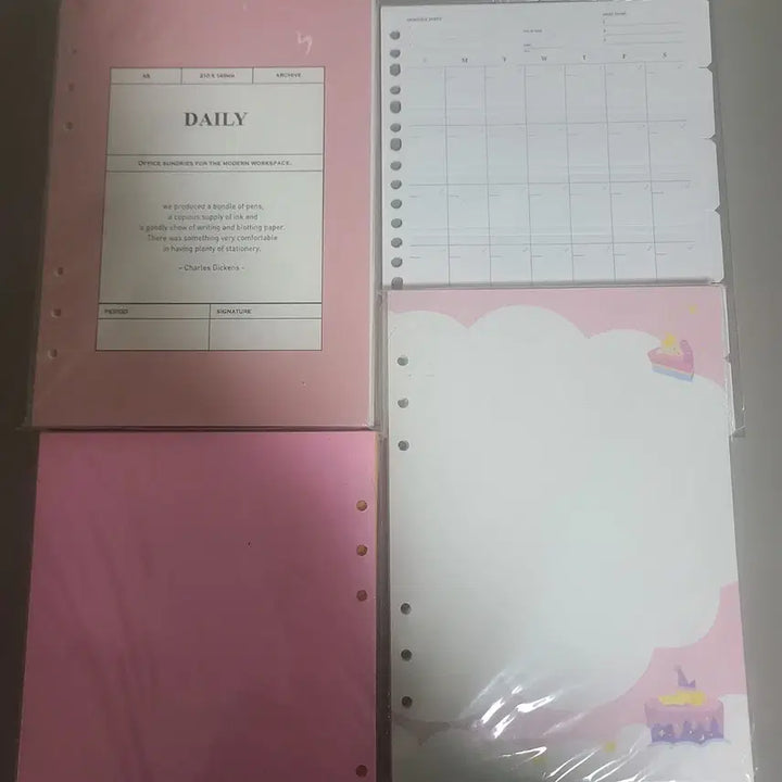 [BUNJANG] A5 6-Ring Binder Refill - Pink / A5 6공 다이어리 속지 핑크