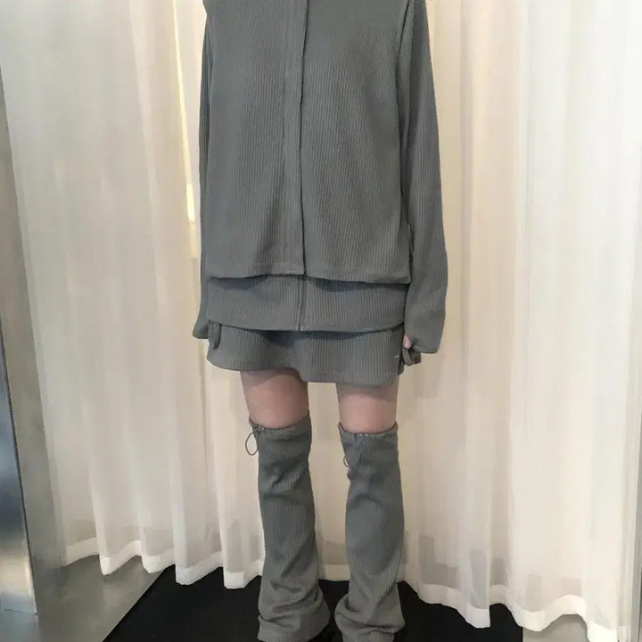 [BUNJANG] JICHOHI 24-001 Waffle Leg Warmers Dove Graphite Gray / 지초이 24-001 와플 레그워머 도브 그래파이트 그레이 미개봉