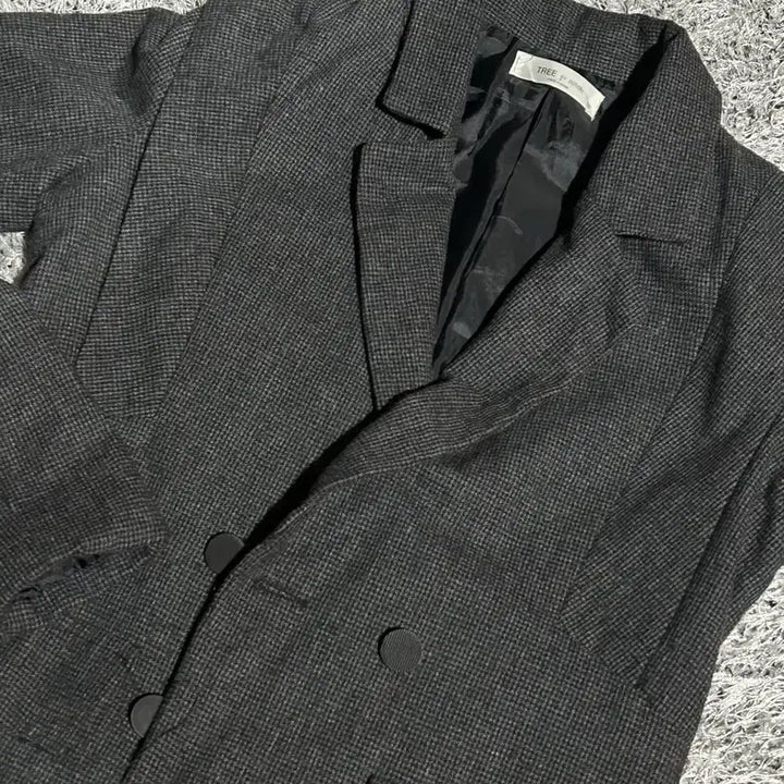 [BUNJANG] Double Button Check Crop Jacket / 더블 버튼 체크 크롭 자켓