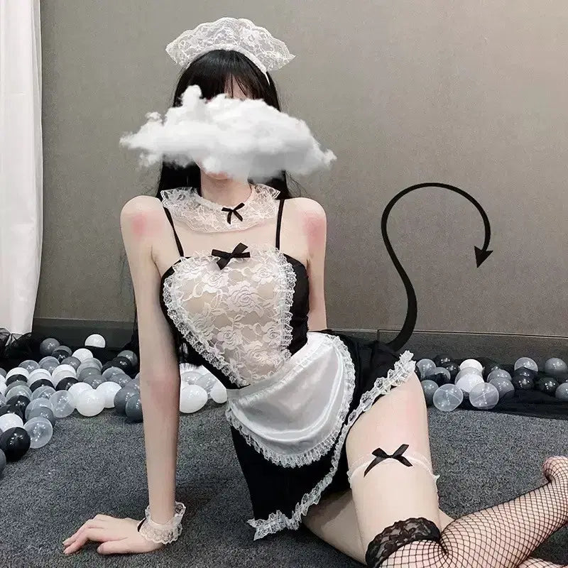 [BUNJANG] Lace Maid Costume Set / 레이스 메이드복 코스튬 세트