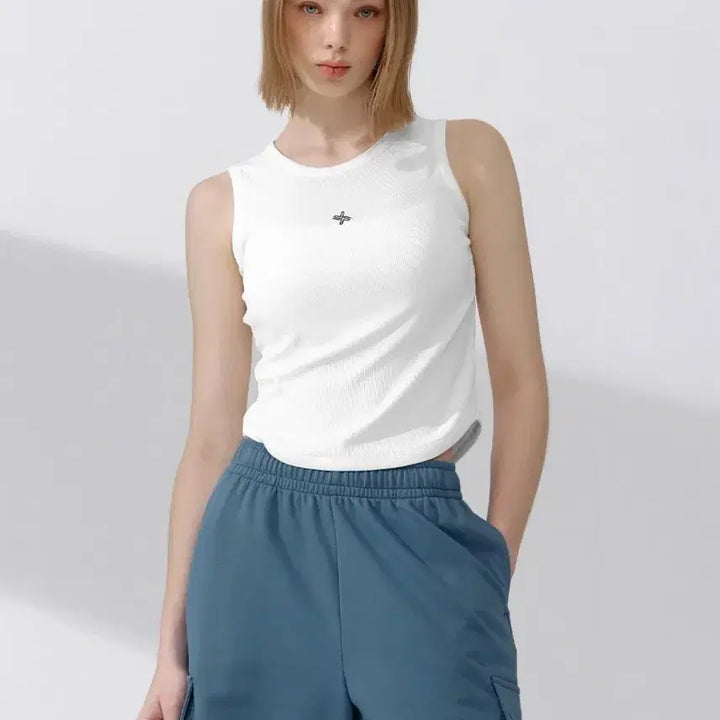 [BUNJANG] Xexymix Ribbed Tension Sleeveless White / 새상품 젝시믹스 리브드 텐션 슬리브리스 화이트