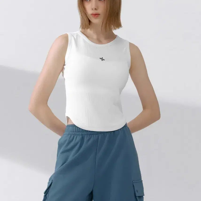 [BUNJANG] Xexymix Ribbed Tension Sleeveless White / 새상품 젝시믹스 리브드 텐션 슬리브리스 화이트
