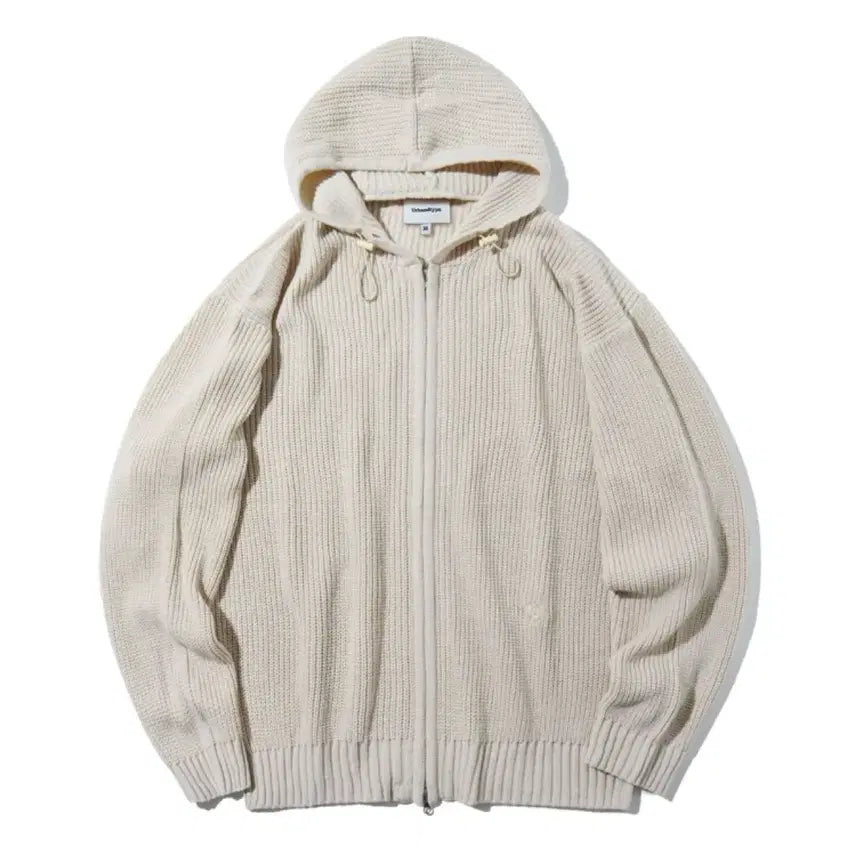 [SOLD OUT] 새상품 ) 어반디타입 UB 베이직 니트 후드 집업 / 오트밀 베이지