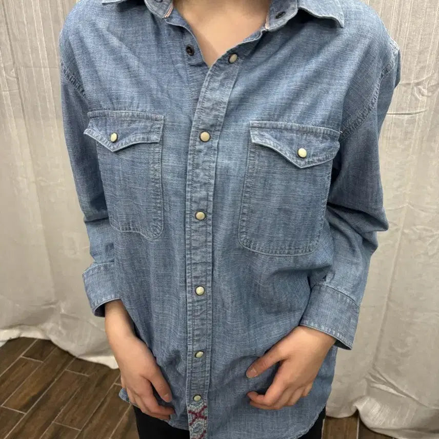 [BUNJANG] Zara Embroidered Western Denim Shirt / 자라 자수 웨스턴 데님 셔츠