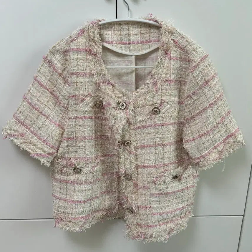 [SOLD OUT] 핑크 트위드 반팔 자켓