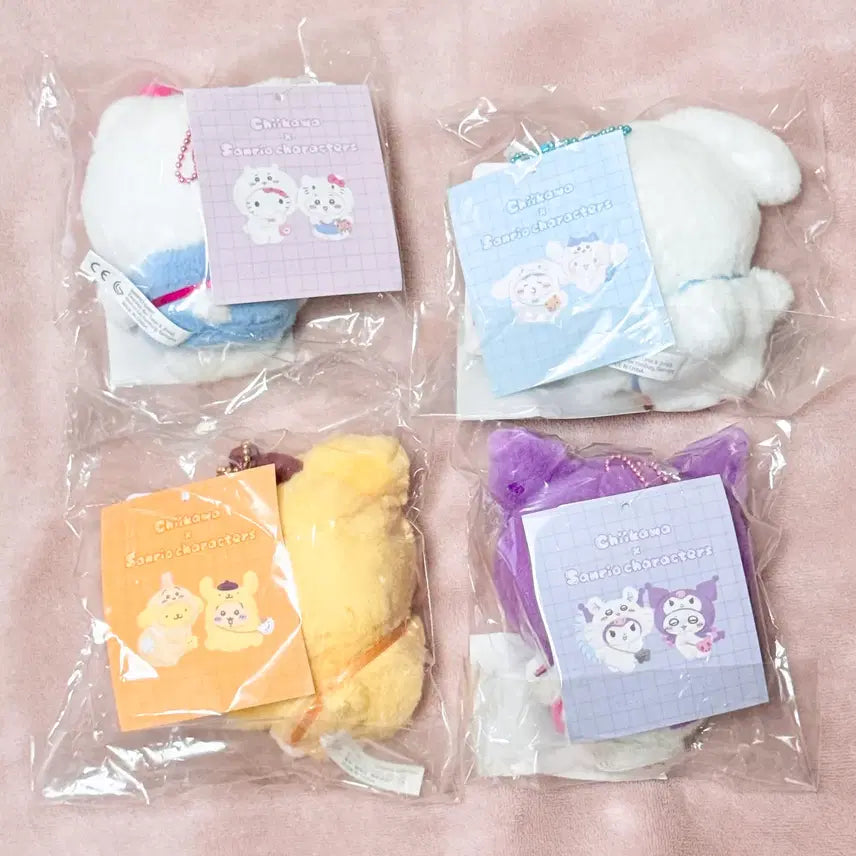 [BUNJANG] Chiikawa Sanrio Mascot Bundle Set / 치이카와 산리오 마스코트 우사기 하치와레 모몽가 쿠로미 폼폼 키티 일괄