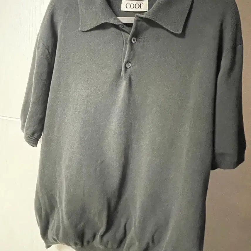 [SOLD OUT] [L] 쿠어 컴팩트 샌디 폴로 니트 다크그레이시그린