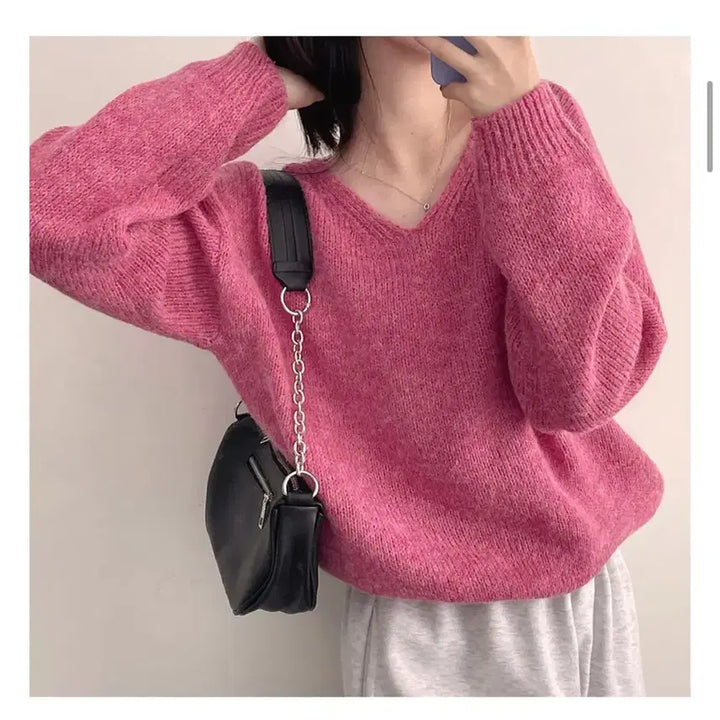 [BUNJANG] Pink Knit Sweater / 핑크색 니트 스웨터