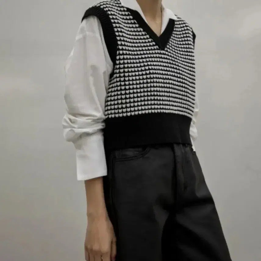 [BUNJANG] NAIN Pattern Crop Knit Vest / NAIN 패턴 크롭 니트 조끼