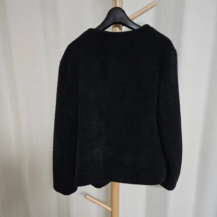 [BUNJANG] Black Wool Blend Collarless Jacket / 블랙 노카라 울 자켓