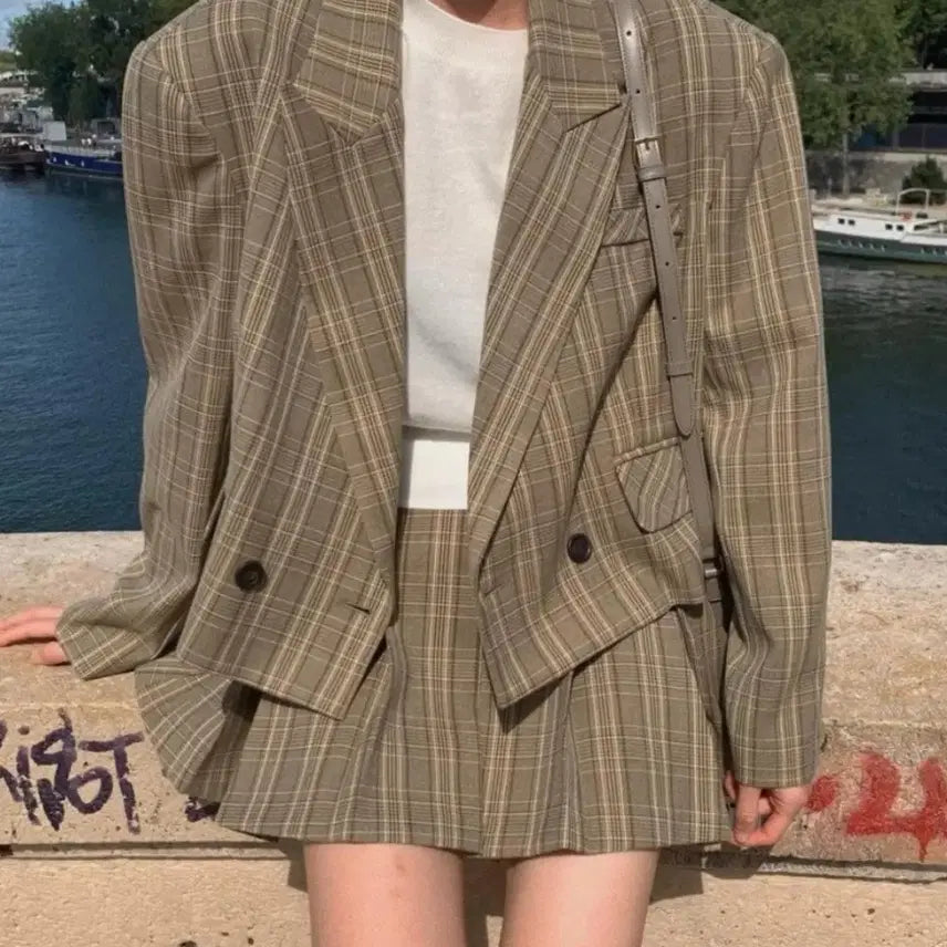 [BUNJANG] Unbranded Loose Fit Checkered Jacket / 체크 루즈핏 자켓(새상품)