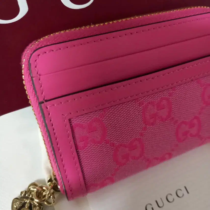 [BUNJANG] Gucci GG Pink Zip Around Card Wallet / S+새상품 구찌GG핑크 지퍼돌이 카드 지갑
