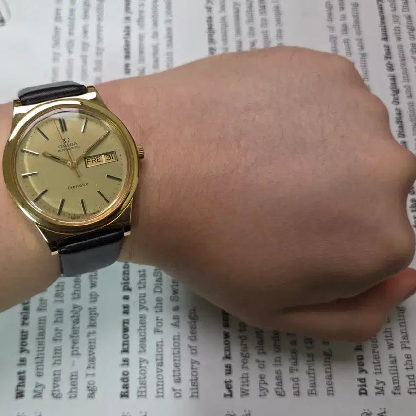 [BUNJANG] Vintage Omega Geneve Day-Date Automatic Watch / 빈티지 오메가 제네브 올금장 오리지널 샴골판 데이데이트 오토매틱