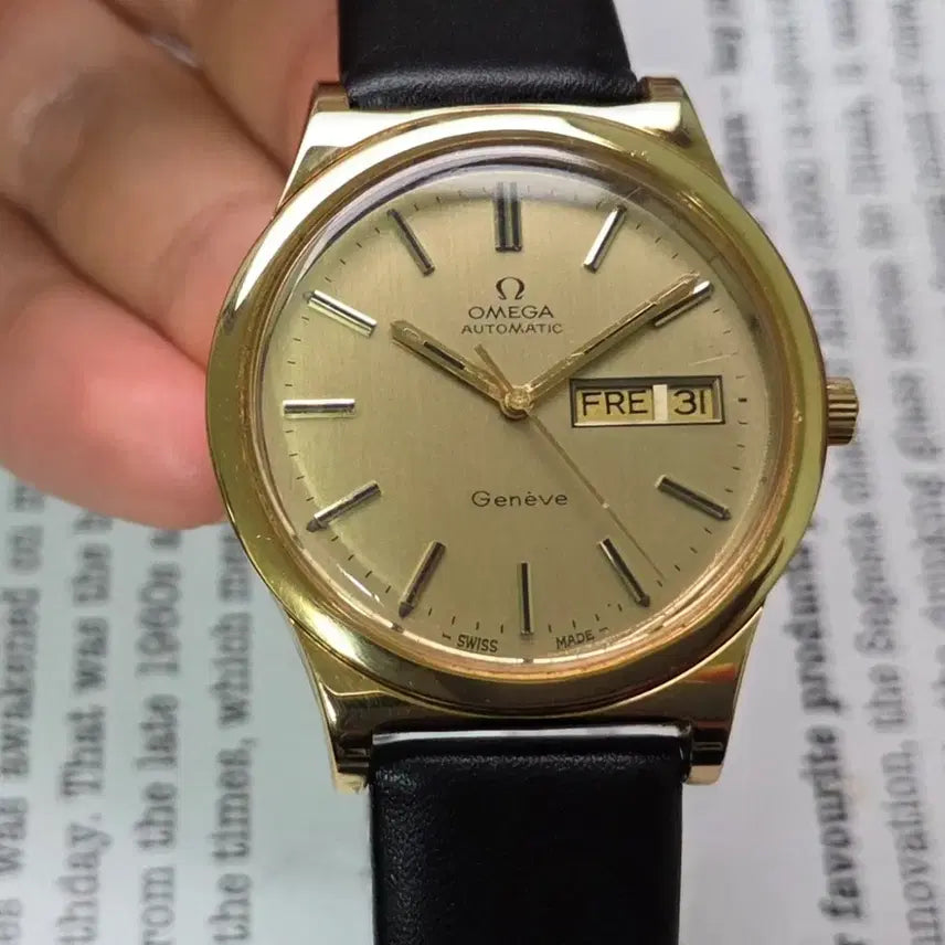 [BUNJANG] Vintage Omega Geneve Day-Date Automatic Watch / 빈티지 오메가 제네브 올금장 오리지널 샴골판 데이데이트 오토매틱