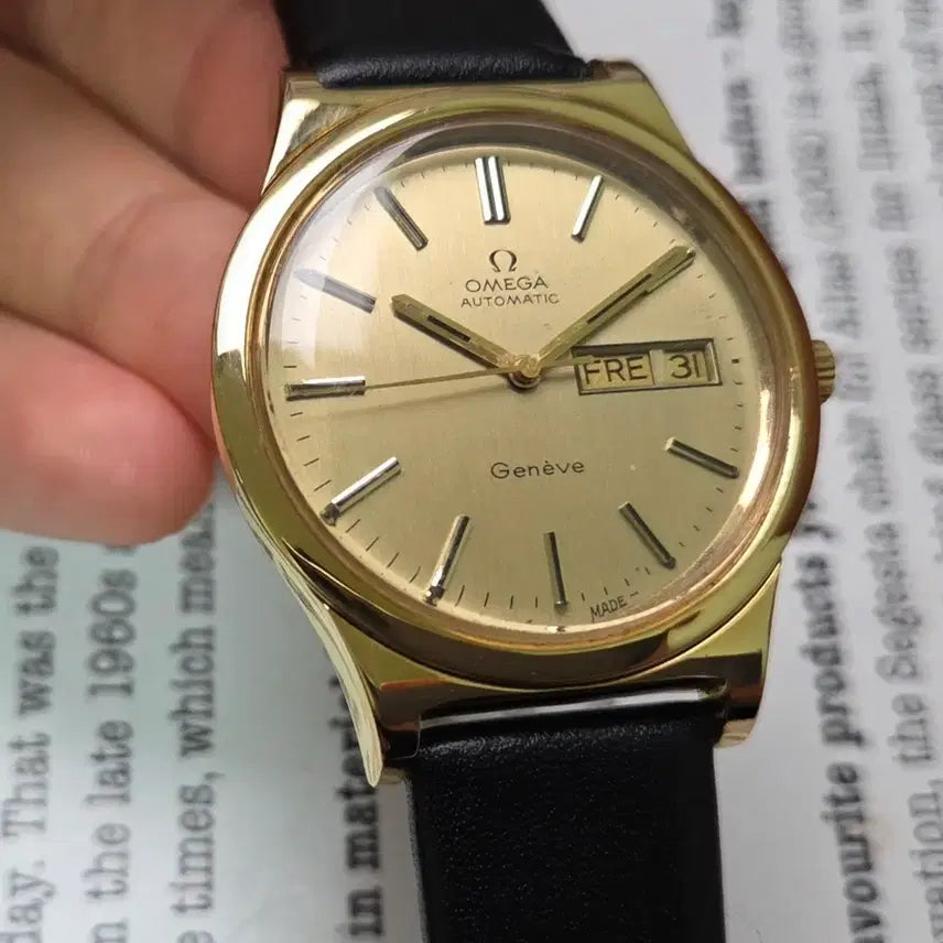 [BUNJANG] Vintage Omega Geneve Day-Date Automatic Watch / 빈티지 오메가 제네브 올금장 오리지널 샴골판 데이데이트 오토매틱
