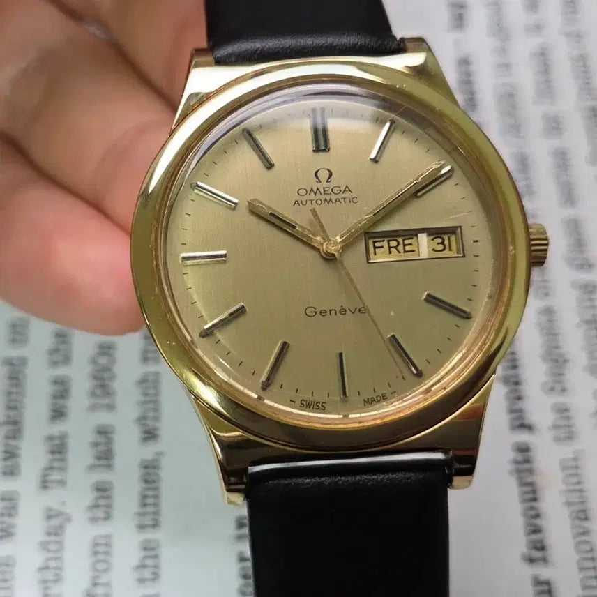 [BUNJANG] Vintage Omega Geneve Day-Date Automatic Watch / 빈티지 오메가 제네브 올금장 오리지널 샴골판 데이데이트 오토매틱