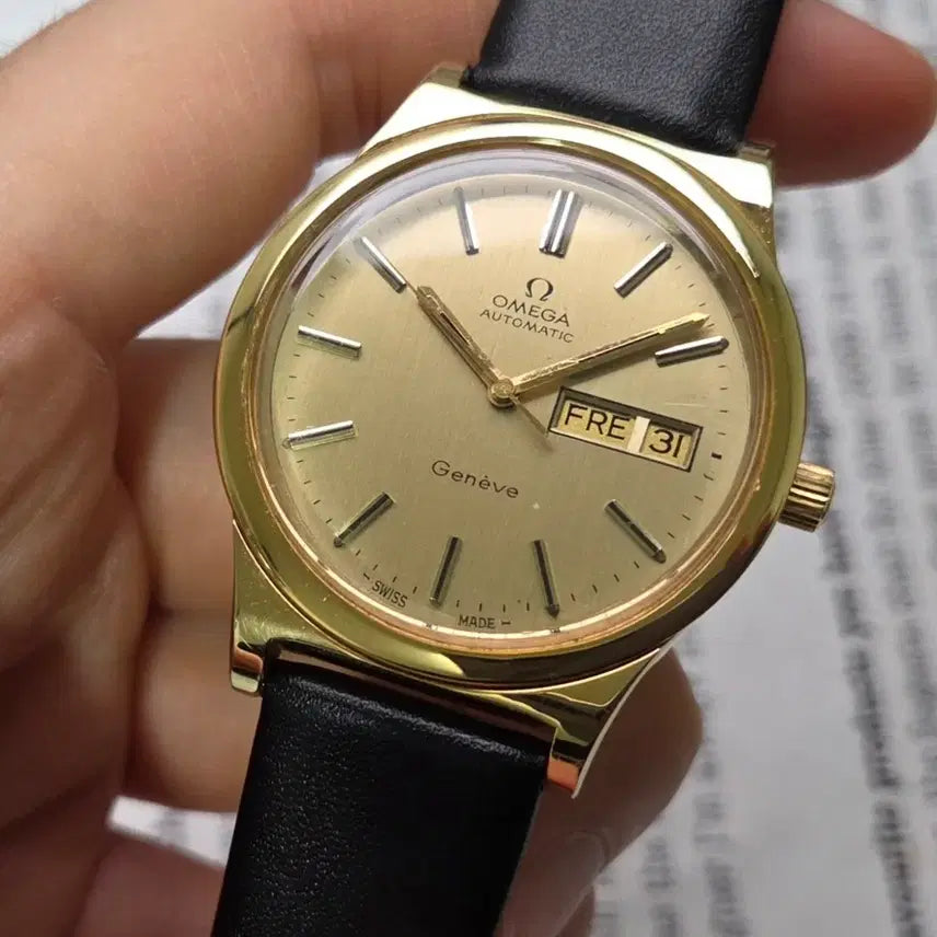 [BUNJANG] Vintage Omega Geneve Day-Date Automatic Watch / 빈티지 오메가 제네브 올금장 오리지널 샴골판 데이데이트 오토매틱