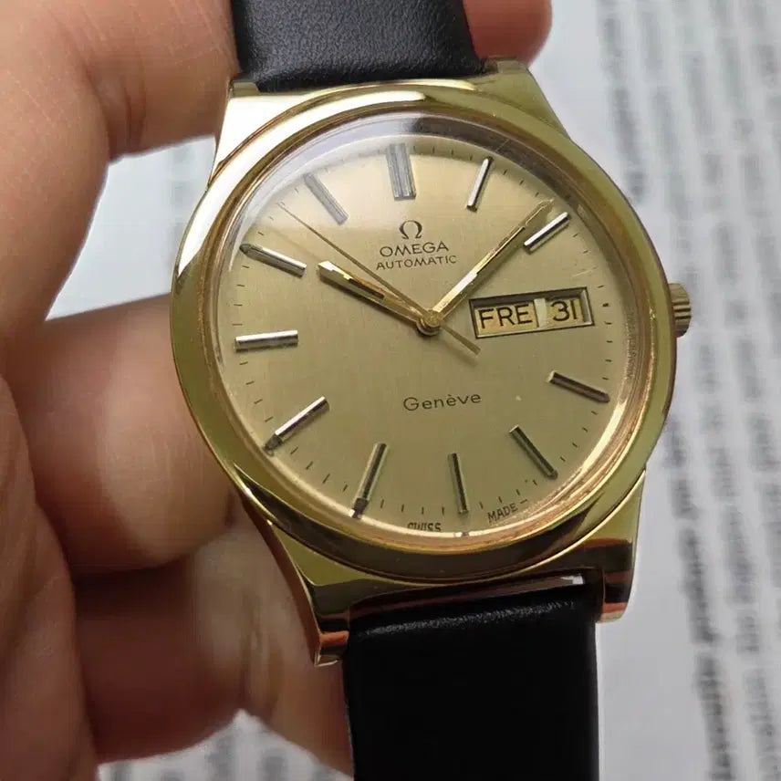 [BUNJANG] Vintage Omega Geneve Day-Date Automatic Watch / 빈티지 오메가 제네브 올금장 오리지널 샴골판 데이데이트 오토매틱