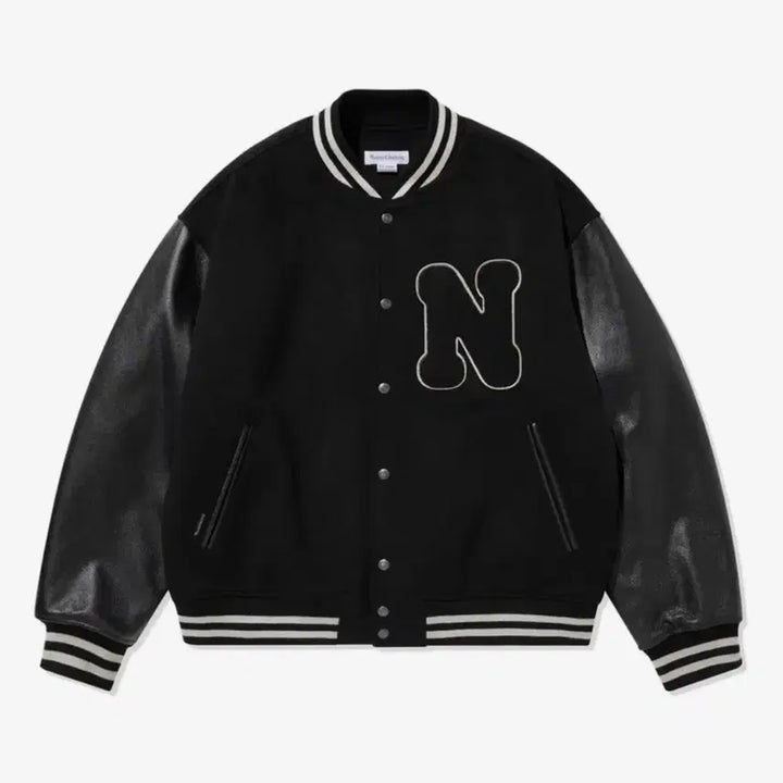 [BUNJANG] M Varsity Jacket Black / [M] 네이머클로딩 바시티 자켓 블랙