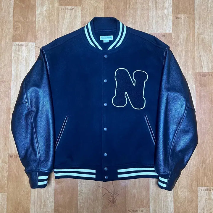 [BUNJANG] M Varsity Jacket Black / [M] 네이머클로딩 바시티 자켓 블랙