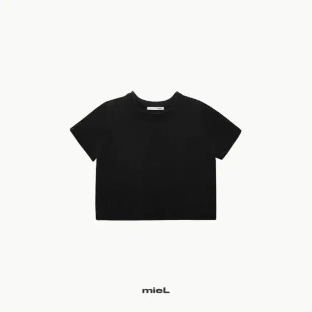 [BUNJANG] Miel Billy Cropped Knit Top (Black) / 웨어레스트 미엘 빌리 크롭 니트 반팔 면 라운드 데이트 (블랙)