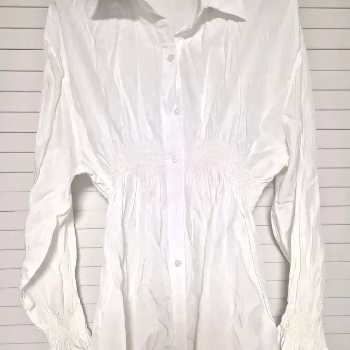 [BUNJANG] ab.plus Shirred Waist Blouse (White, 85) / [새상품] (ab.plus) 허리 셔링 블라우스(화이트, 85사이즈)