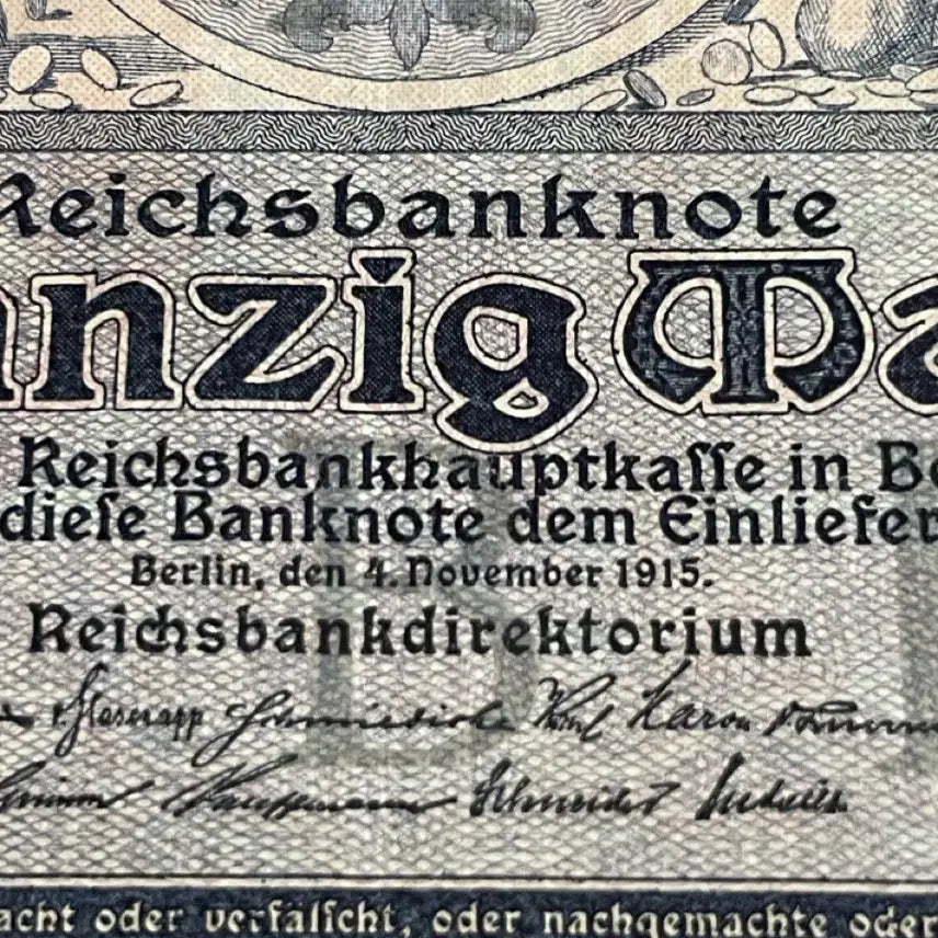 [BUNJANG] German Empire 1915 20 Mark Banknote / [외국돈] 독일제국 1915년 20마르크 극미품
